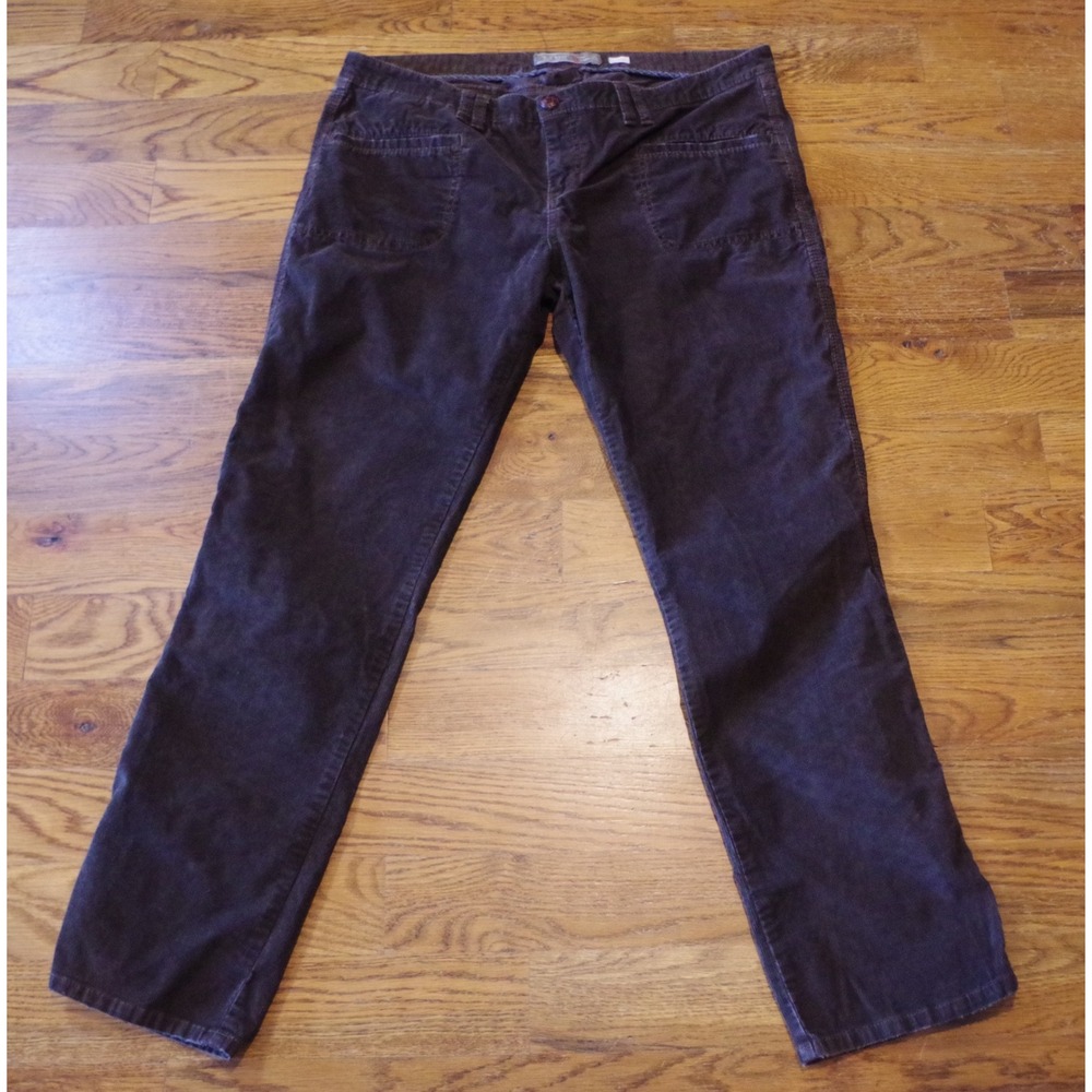 Old Navy Women Brown Corduroy Pants Lowest Rise Stretch Straight Leg Size 14 Reg